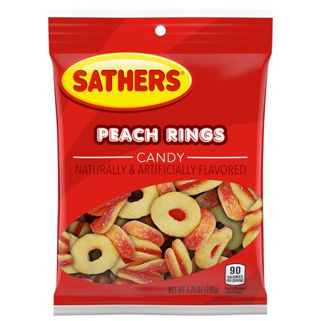 Sathers Chuckles Peach Rings Gummi Candy 3-3/4 oz 06767
